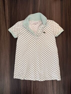 Lacoste Girls' Mint Green & White Checker Polo Dress